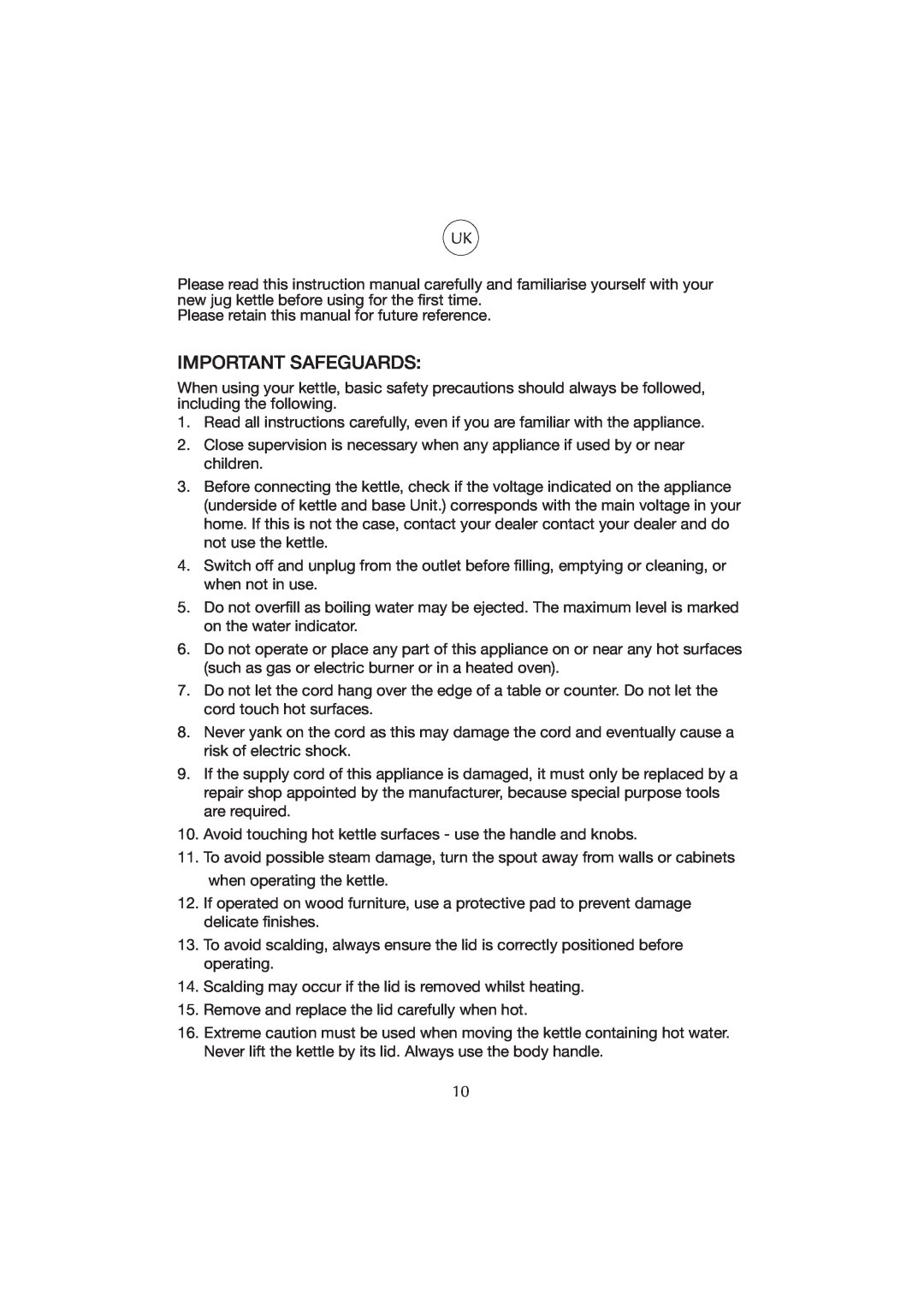 Melissa WK-222 manual Important Safeguards 