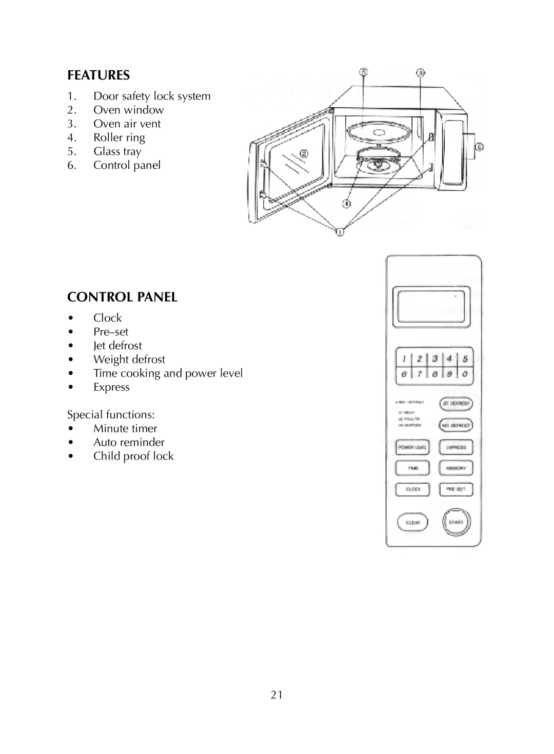 Melissa WP700AL17 manual Features, Control Panel 