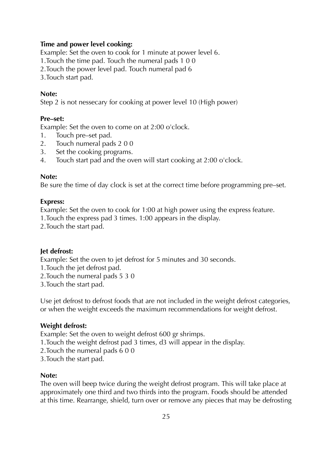 Melissa WP700AL17 manual Time and power level cooking 