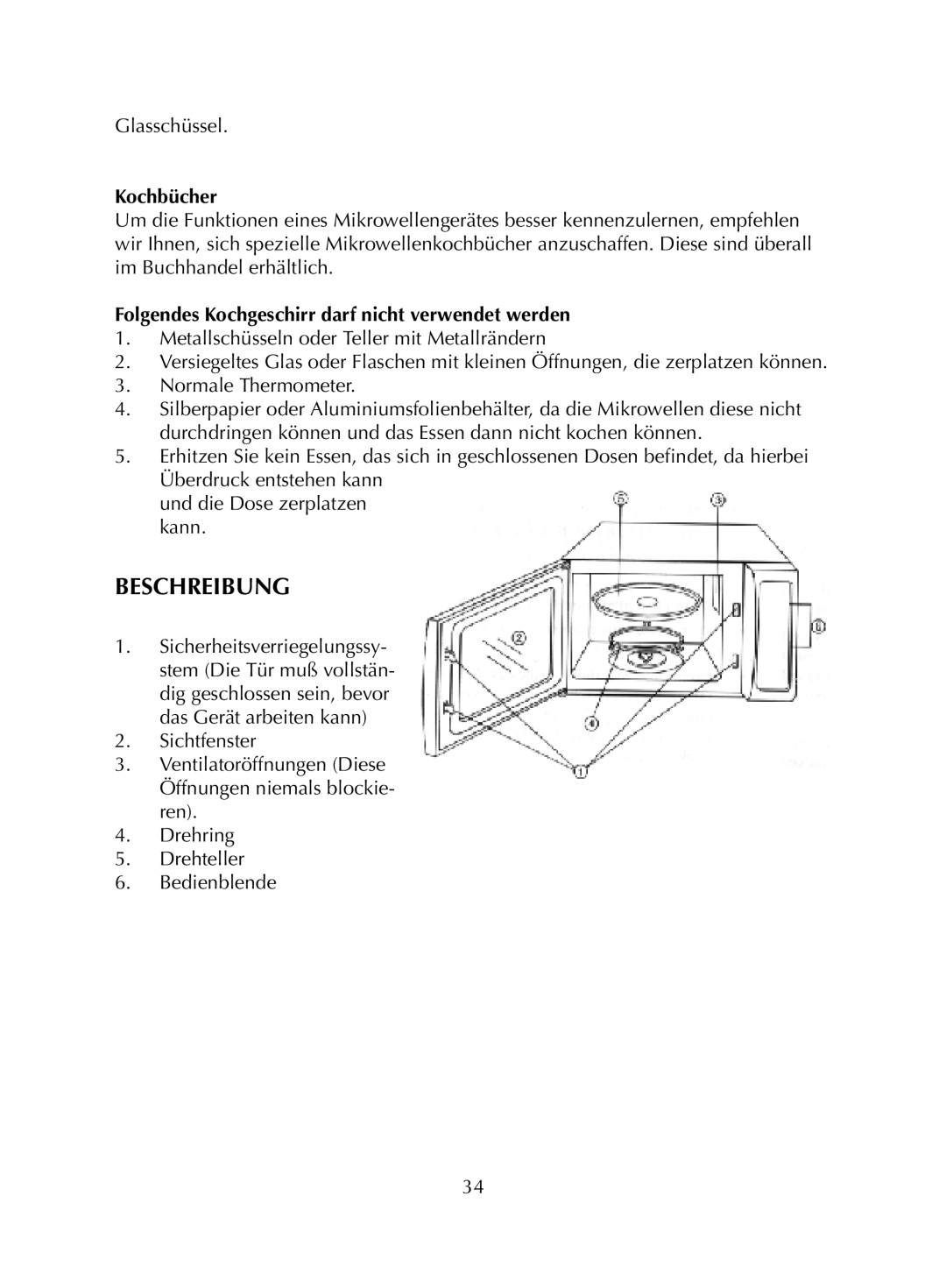 Melissa WP700AL17 manual Beschreibung, Kochbücher, Folgendes Kochgeschirr darf nicht verwendet werden 