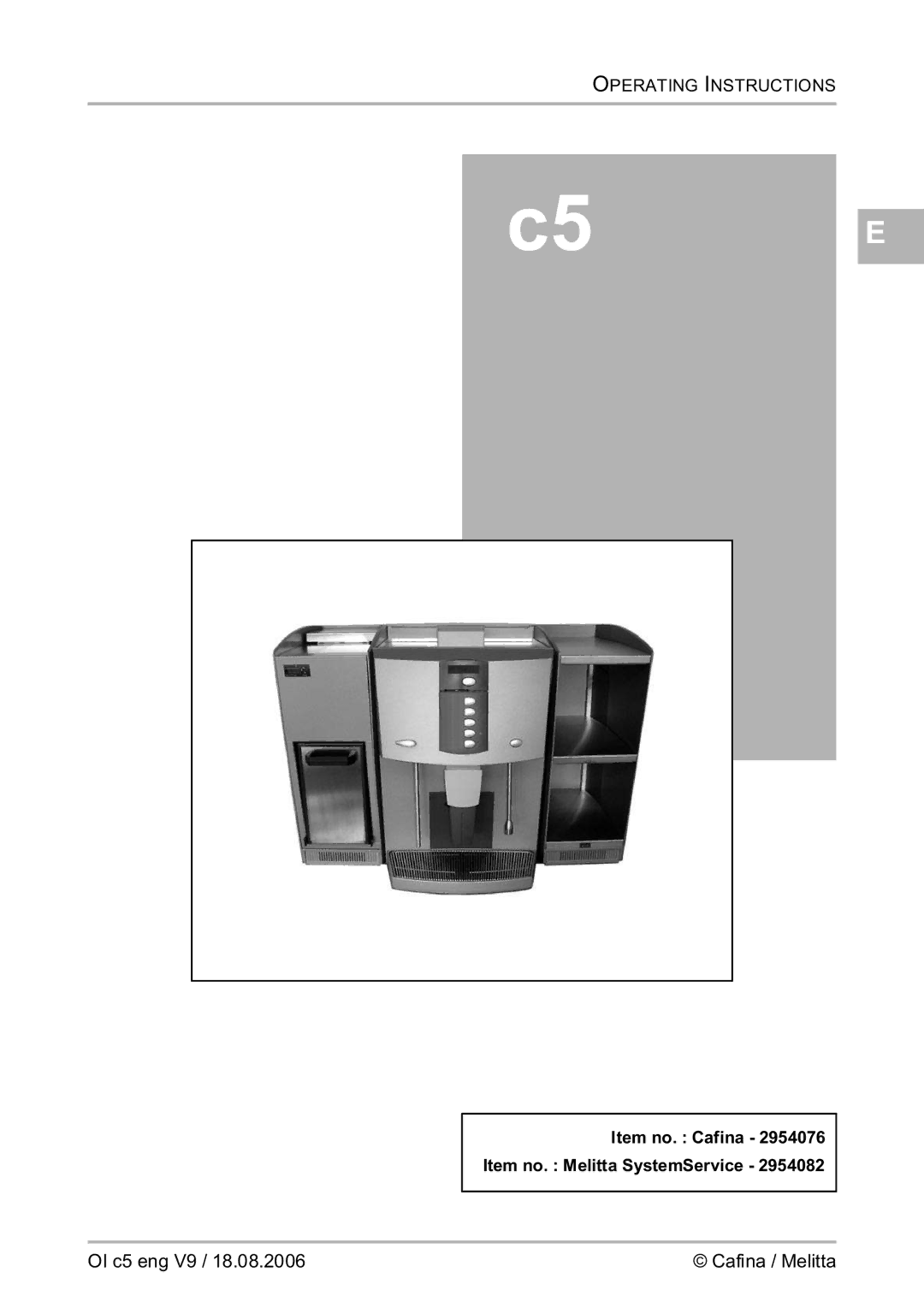 Melitta 2954076 manual C5 E 