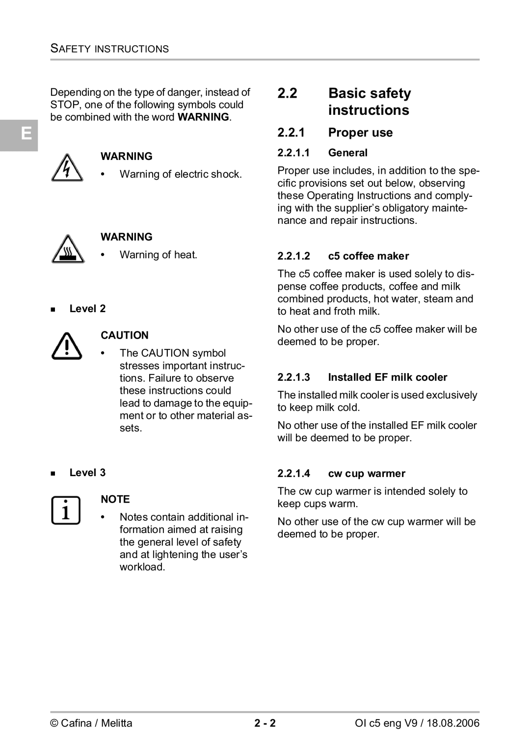 Melitta 2954076 manual Basic safety instructions, Proper use 