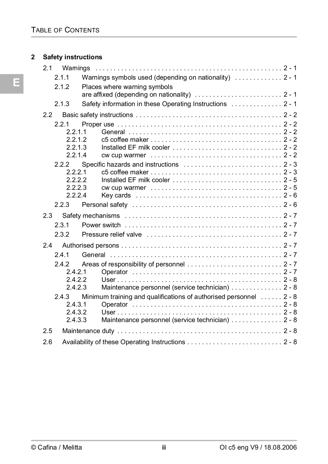 Melitta 2954076 manual Safety instructions 