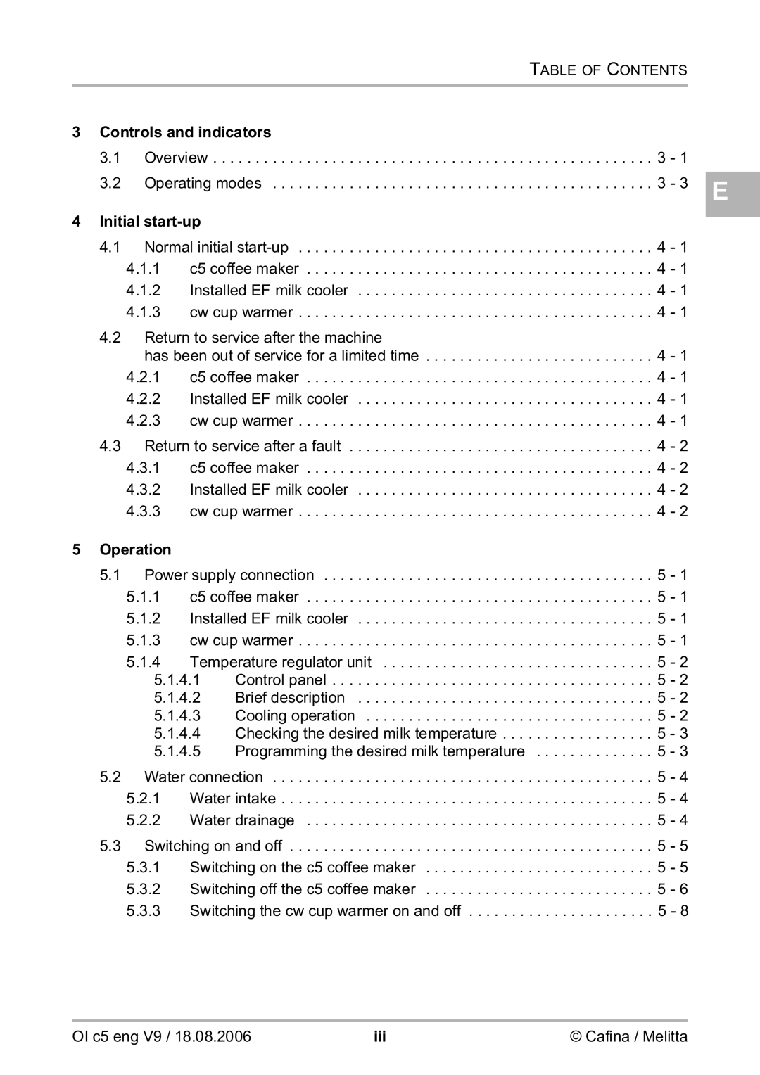 Melitta 2954076 manual Controls and indicators, Initial start-up, Operation, Iii 