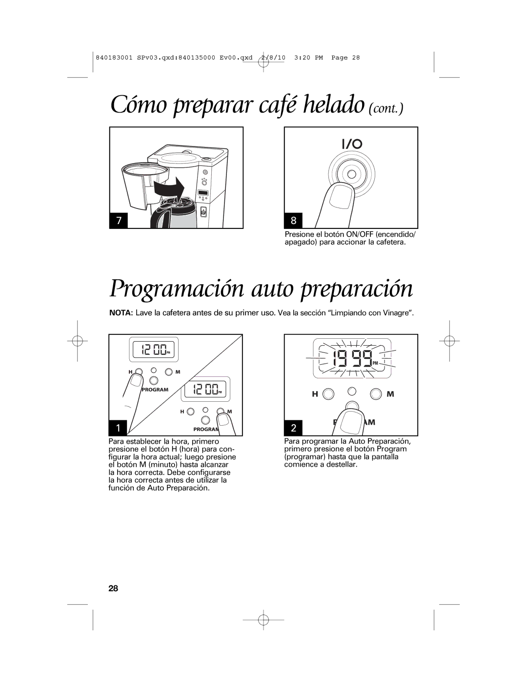 Melitta 840183001 manual Programación auto preparación 