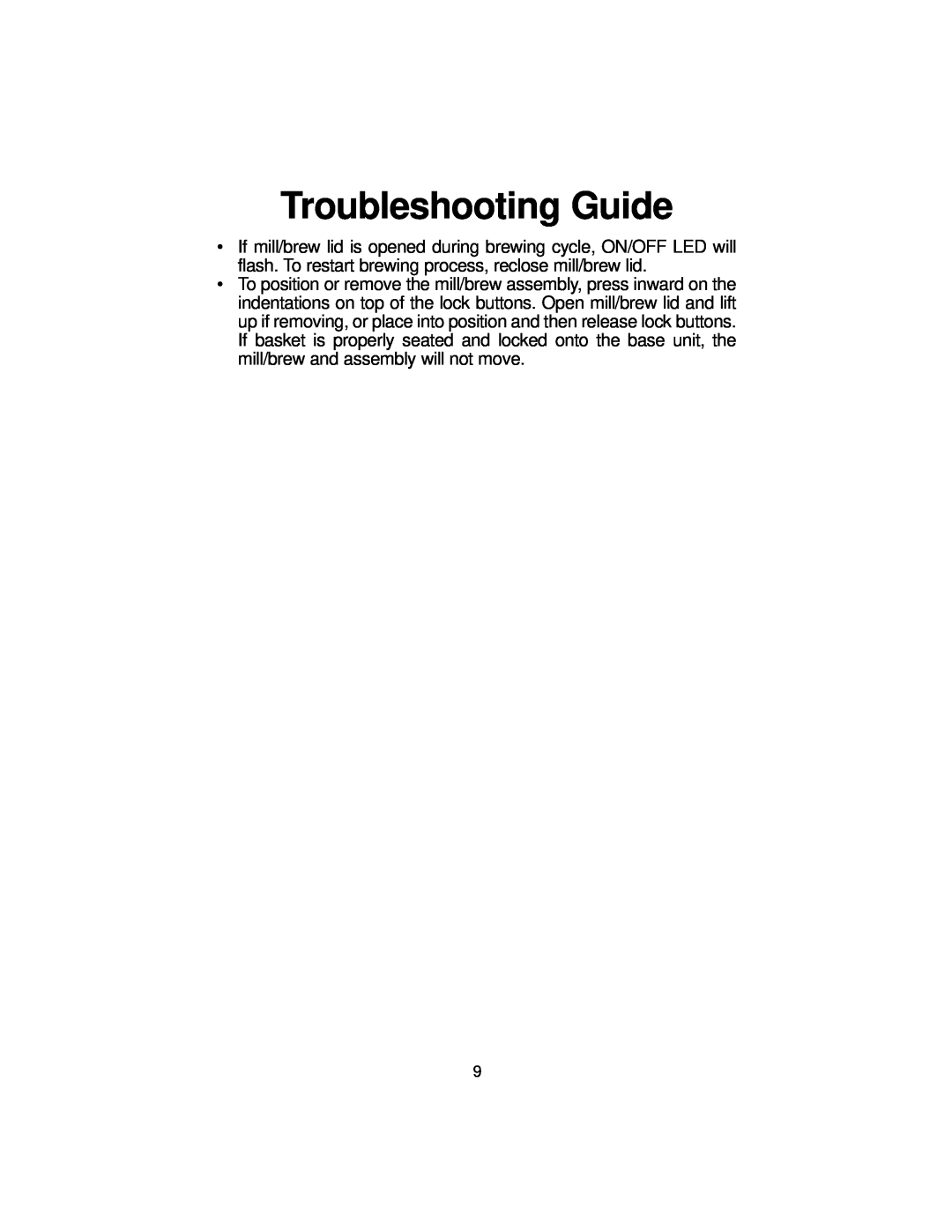 Melitta MB80 manual Troubleshooting Guide 