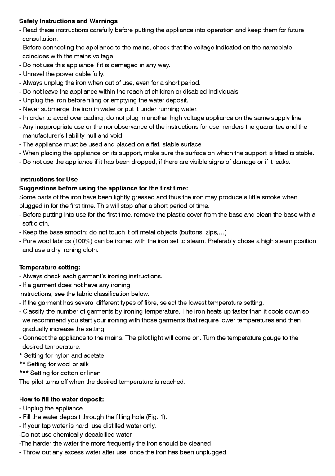 Mellerware 1400 manual Safety Instructions and Warnings, Temperature setting, How to fill the water deposit 