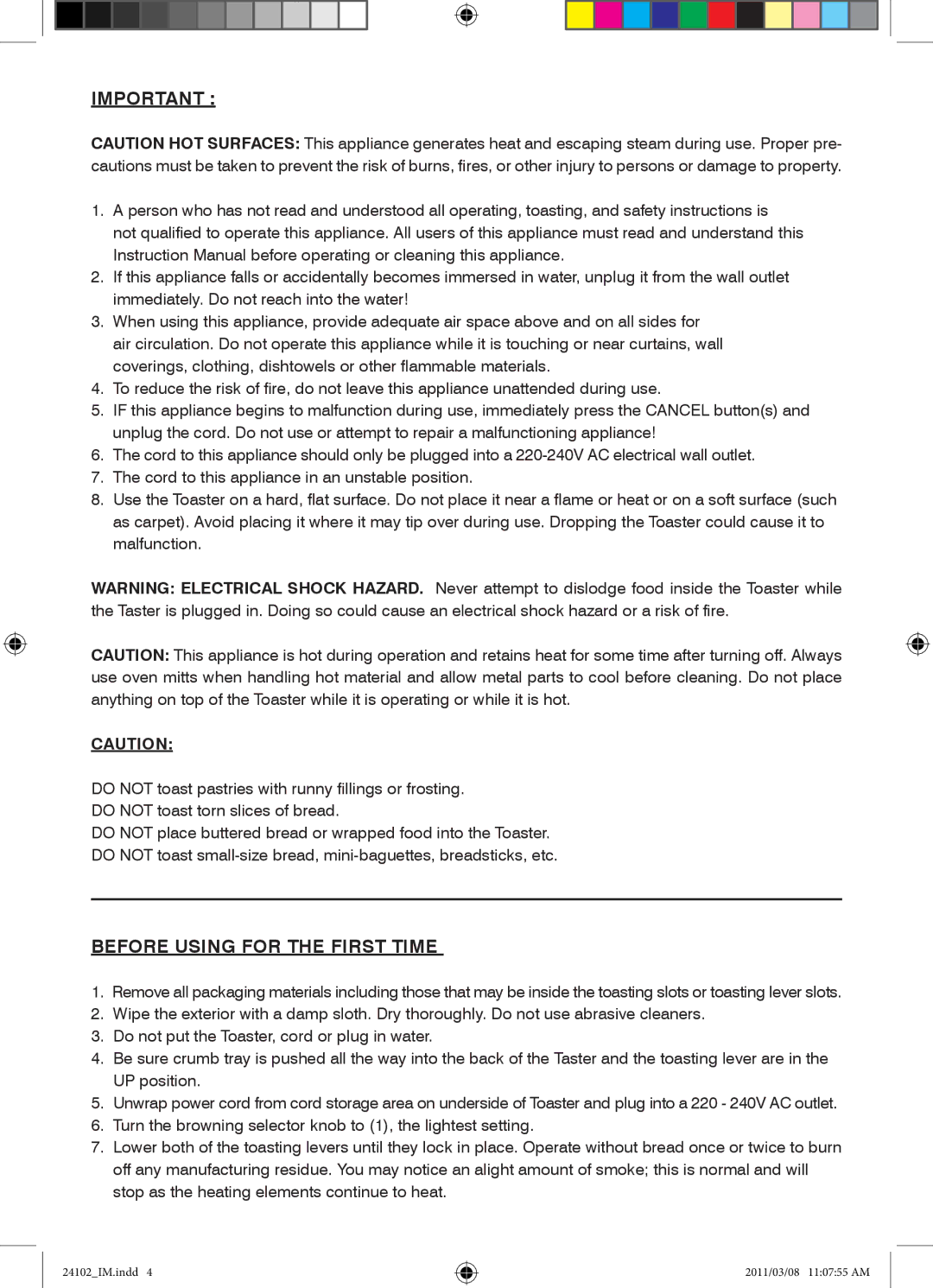 Mellerware 2 4 1 0 2 specifications Before Using for the First Time 