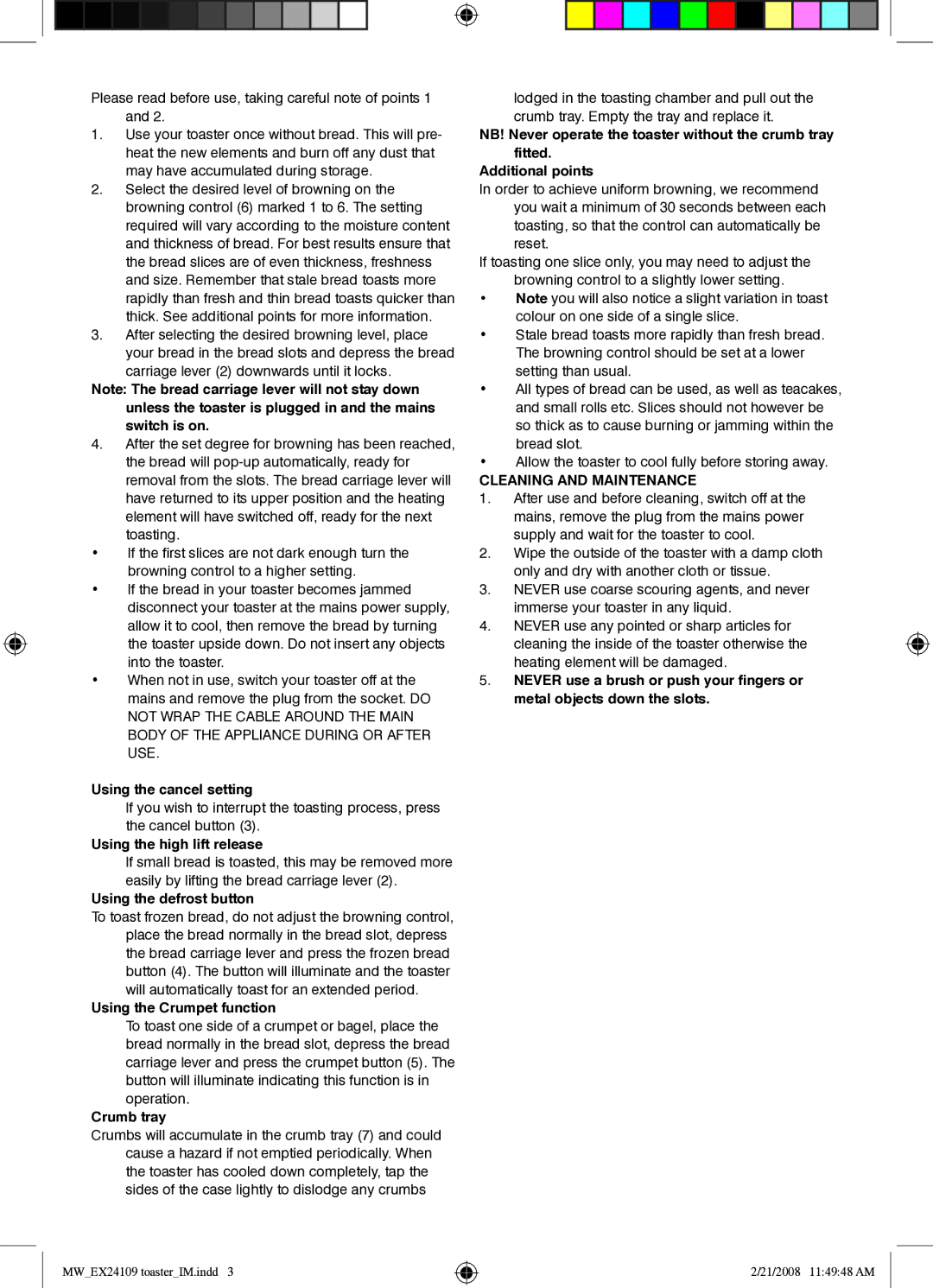 Mellerware 2 4 1 0 99 5 0 W specifications Cleaning and Maintenance 