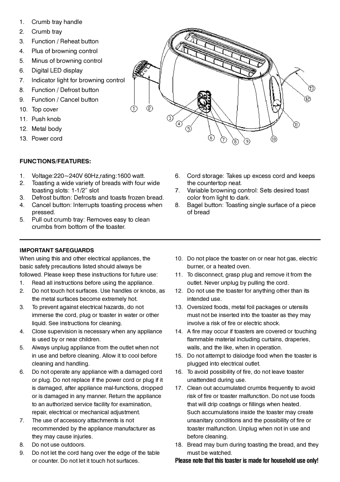 Mellerware 2 4 4 0 91 6 0 0 manual Functions/Features 