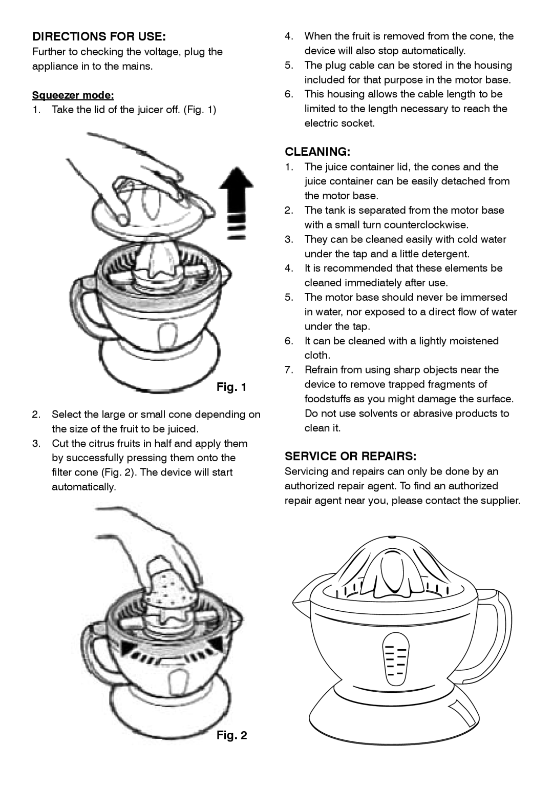 Mellerware 2 6 1 0 53 0 W manual Directions for USE, Cleaning, Service or Repairs 