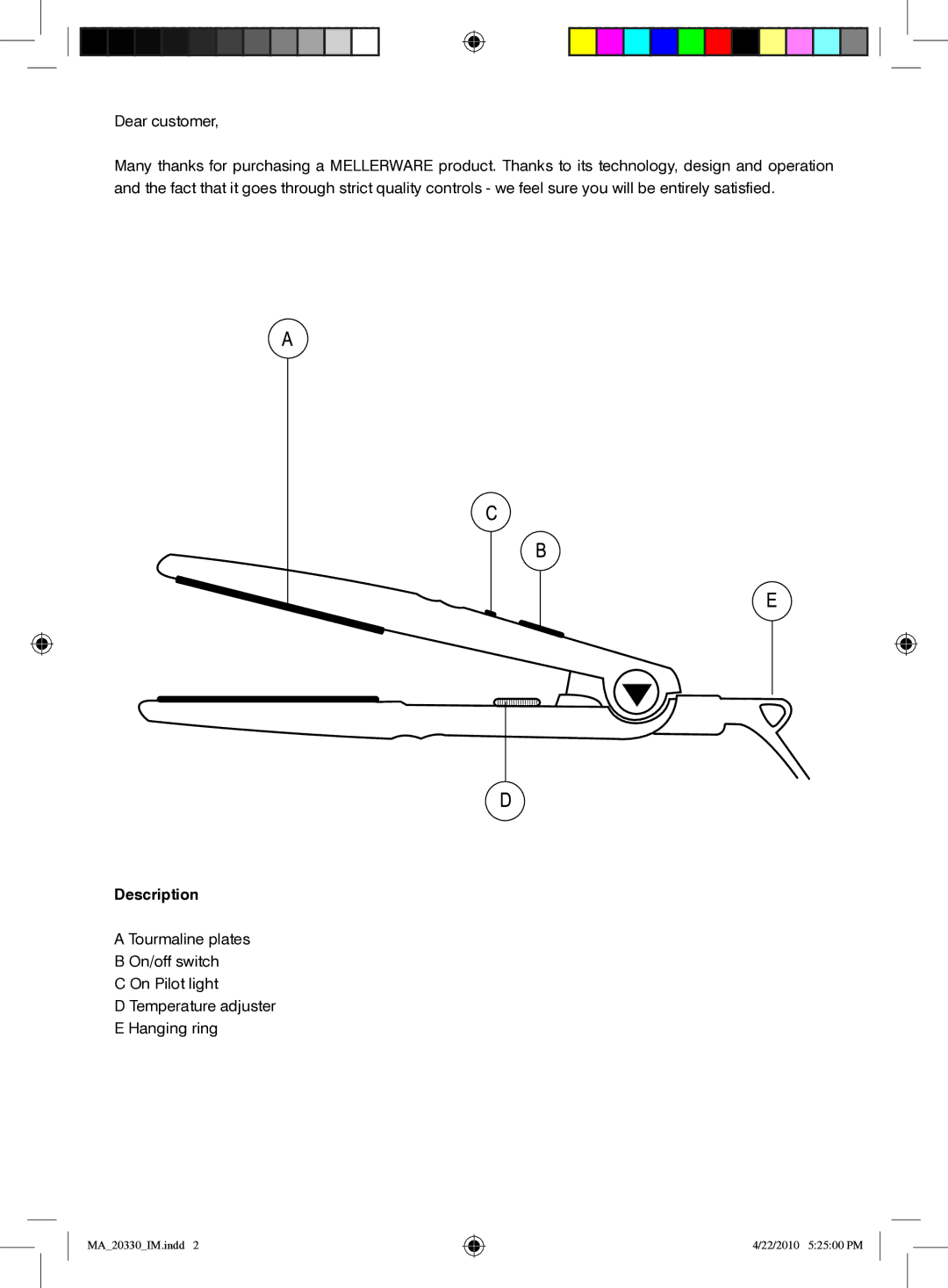 Mellerware 20330 manual Description 