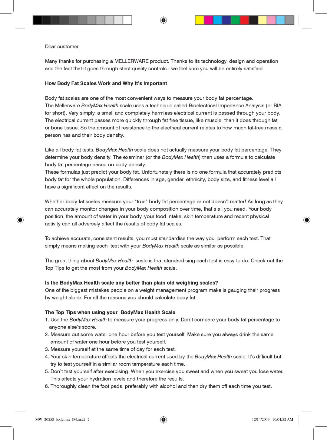 Mellerware 20550 How Body Fat Scales Work and Why It’s Important, Top Tips when using your BodyMax Health Scale 