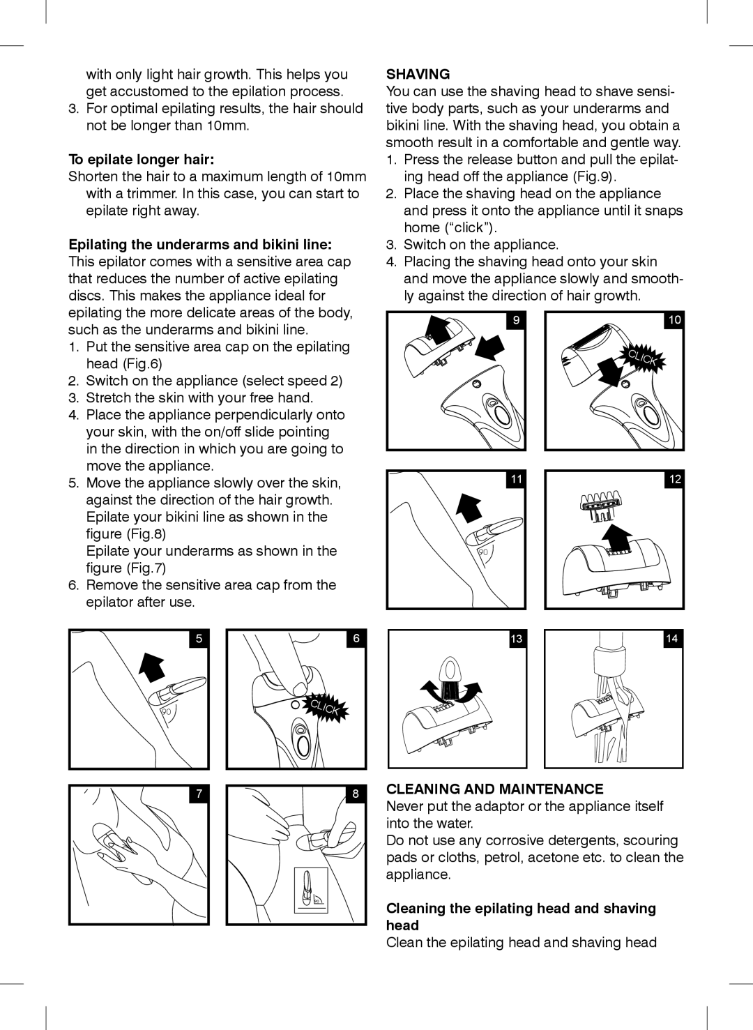 Mellerware 20610 manual Shaving, Cleaning and Maintenance 