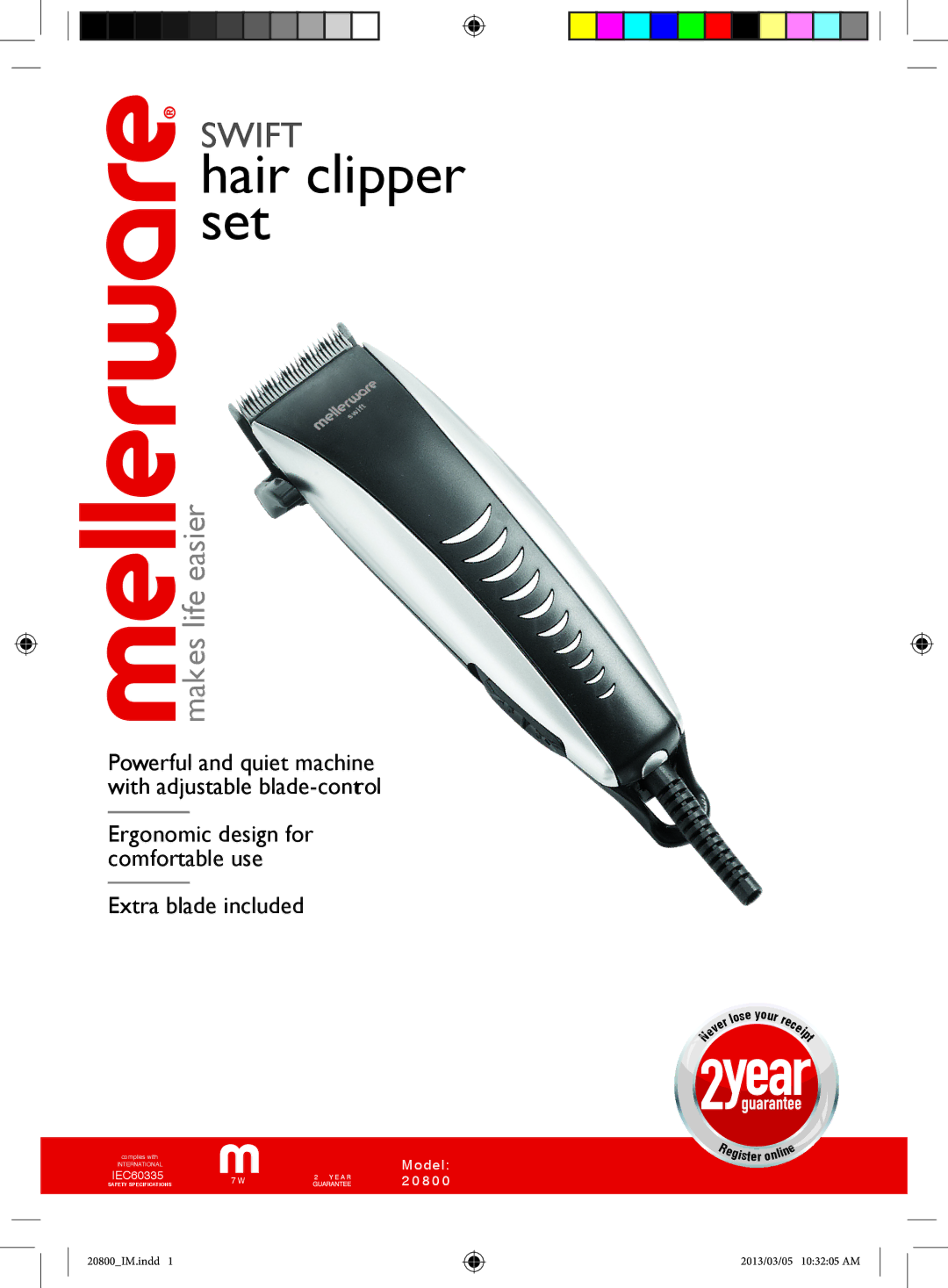 Mellerware 20800 specifications Hair clipper set 