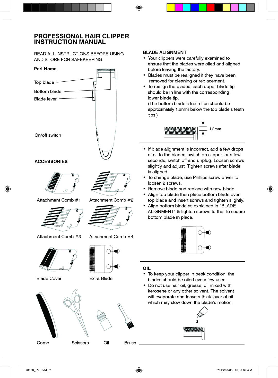 Mellerware 20800 specifications Accessories, Blade Alignment, Oil 