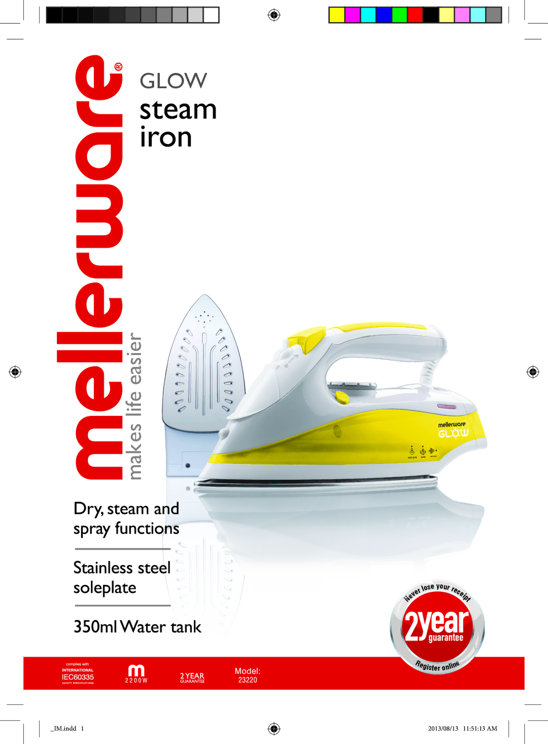 Mellerware 2200W manual Steam iron 