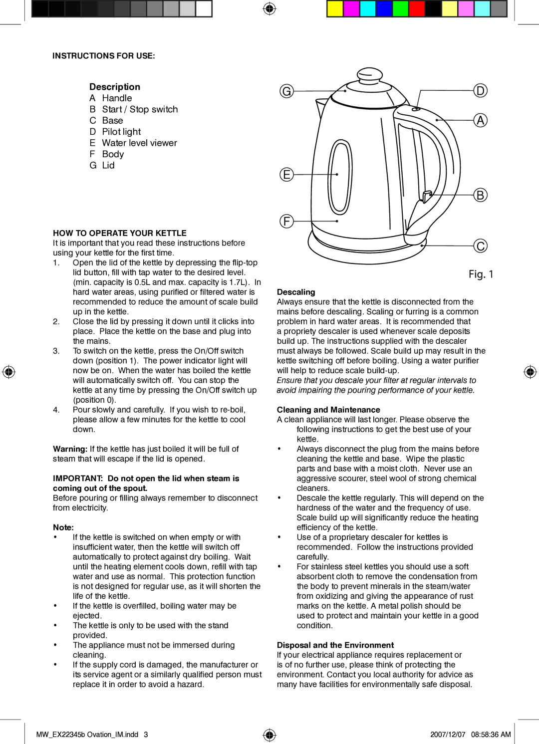 Mellerware 22345B2200W specifications Instructions for USE, HOW to Operate Your Kettle, Descaling, Cleaning and Maintenance 