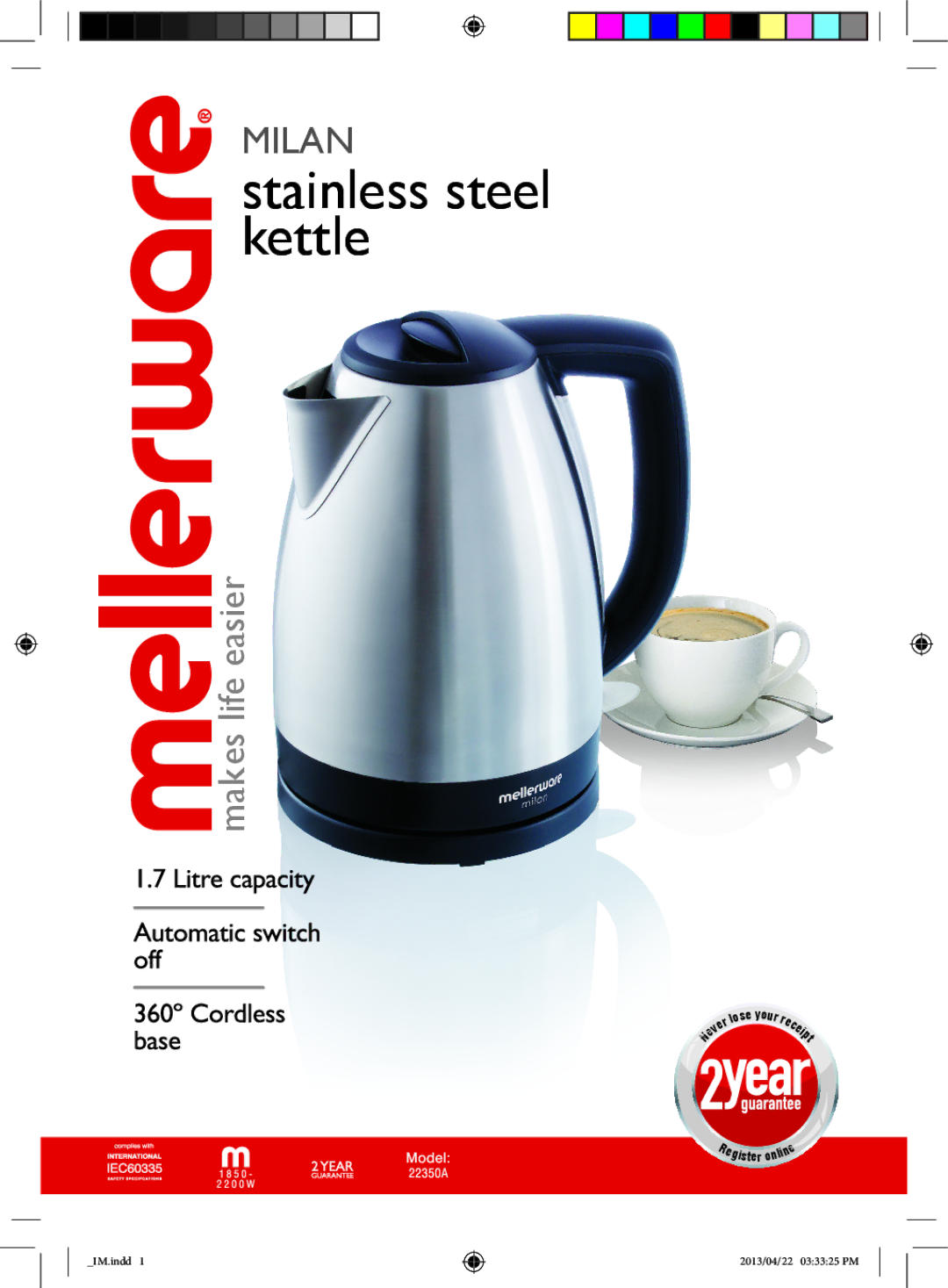 Mellerware 22350A manual Stainless steel kettle 