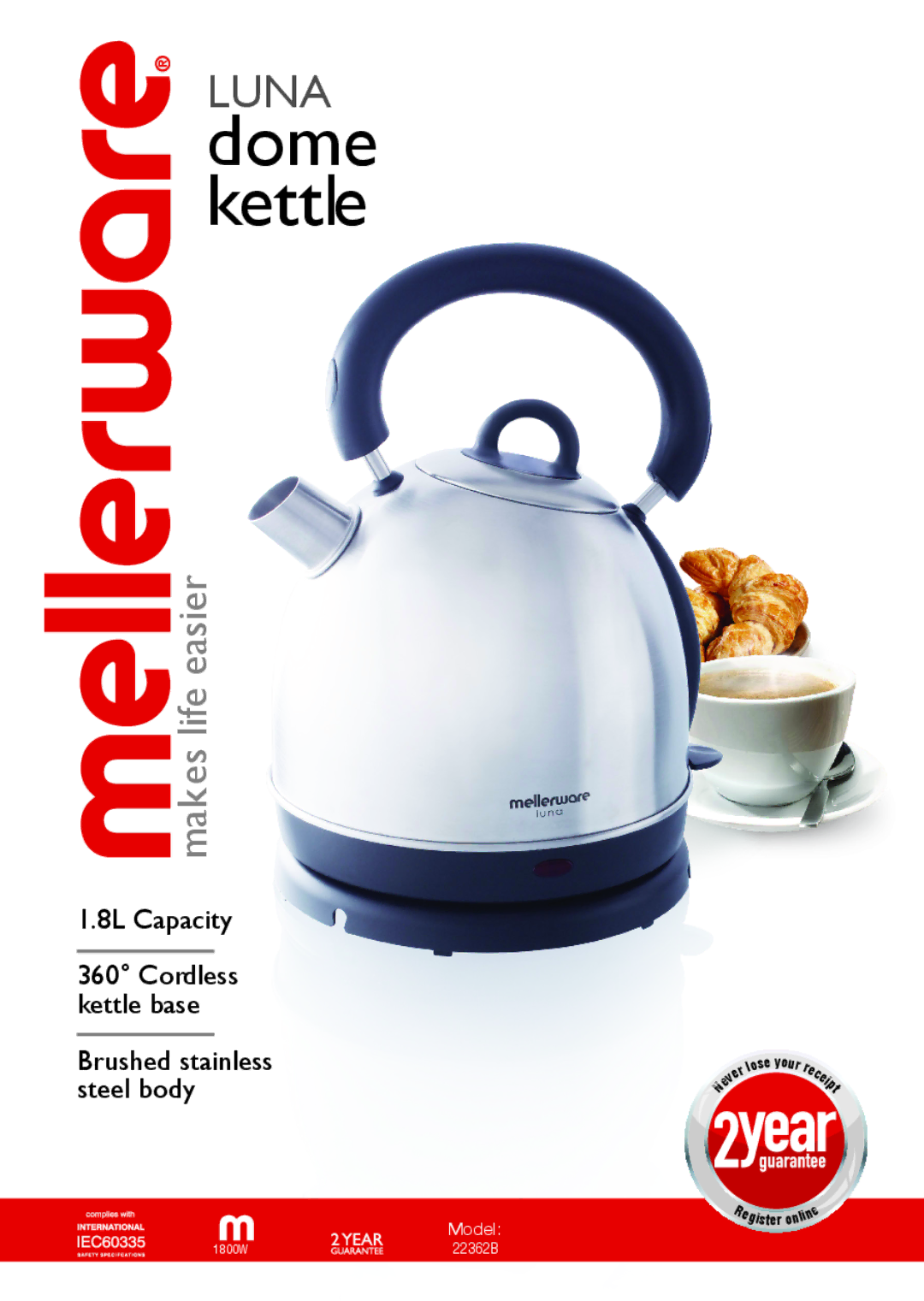 Mellerware 22362B manual Dome kettle 