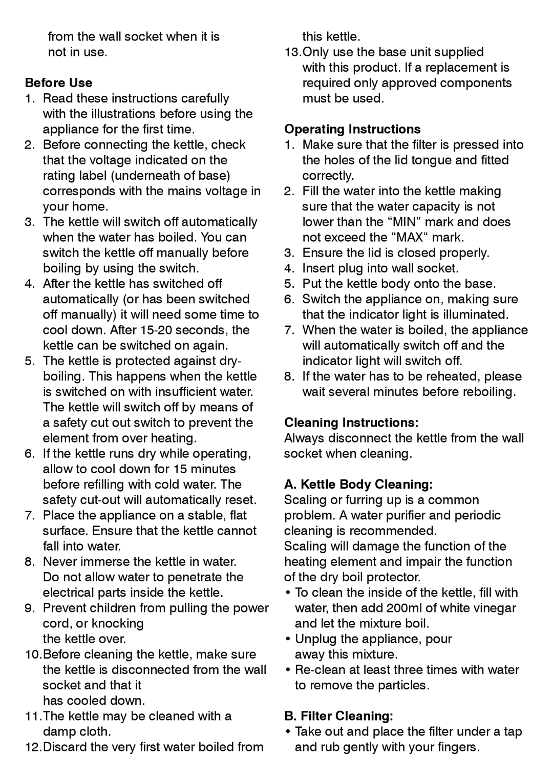 Mellerware 22362B manual Cleaning Instructions 