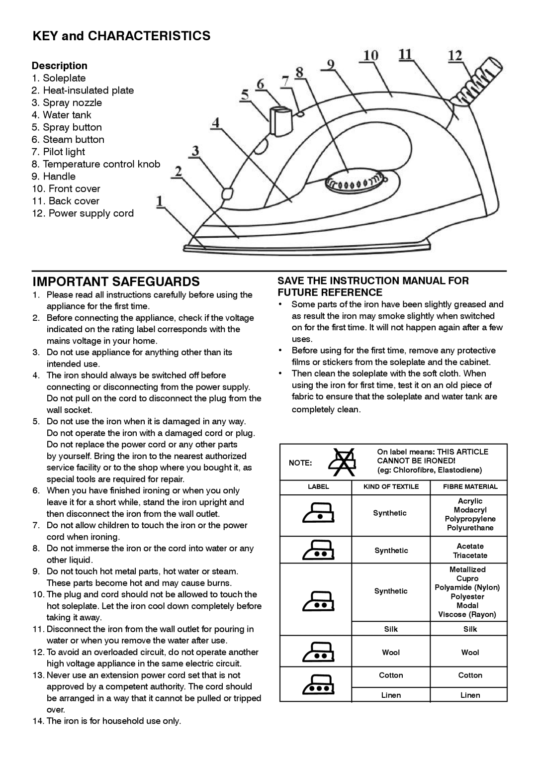 Mellerware 23009 manual KEY and Characteristics, Important Safeguards 