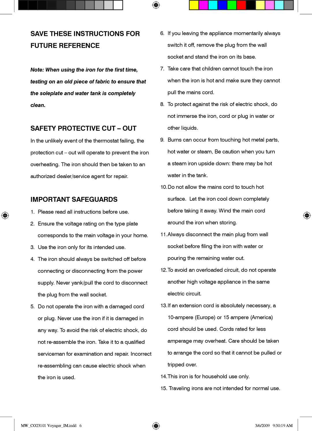 Mellerware 23101 manual Important Safeguards 