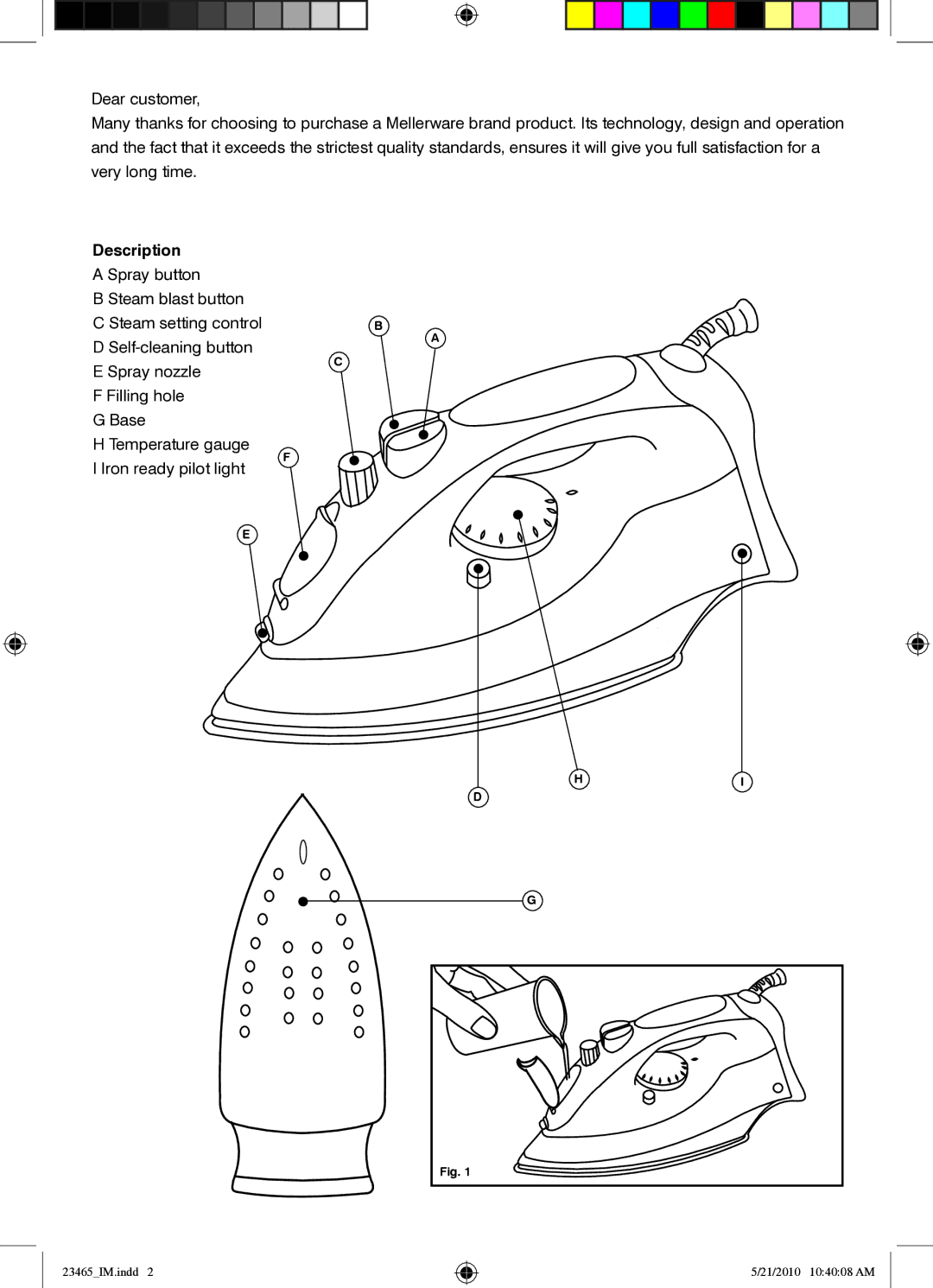 Mellerware 23465 manual Description 