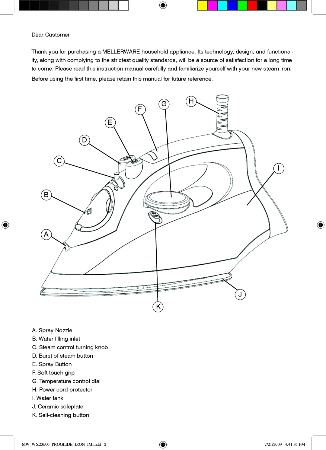 Mellerware specifications MWWX23600PROGLIDEIRONIM.indd 21/2009 44131 PM 