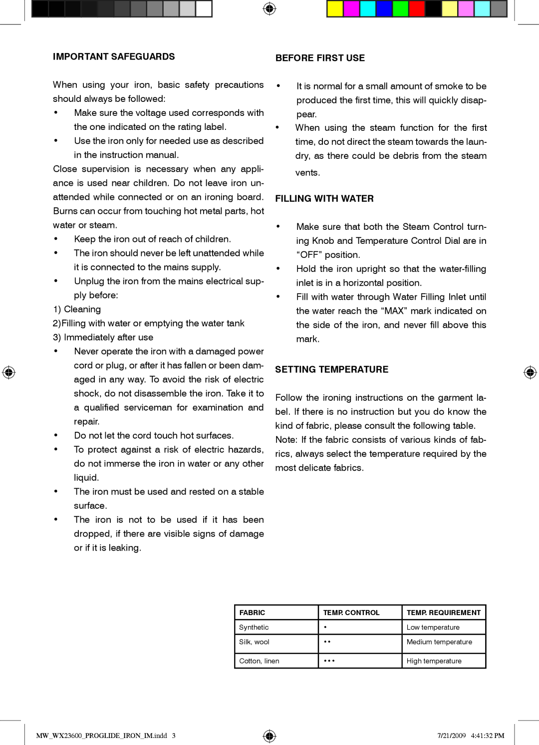 Mellerware 23600 specifications Important Safeguards Before First USE, Filling with Water, Setting Temperature 