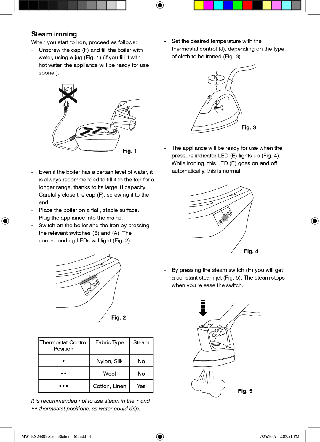 Mellerware 23805 manual Steam ironing 