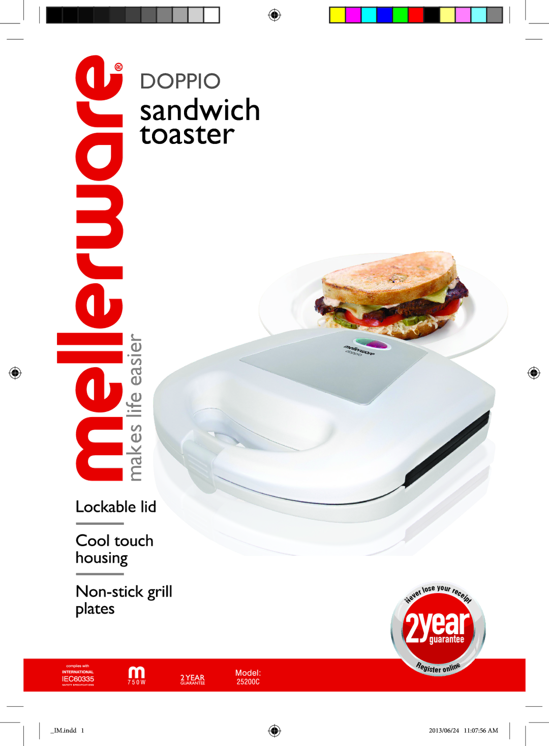 Mellerware 25210C manual Sandwich toaster 