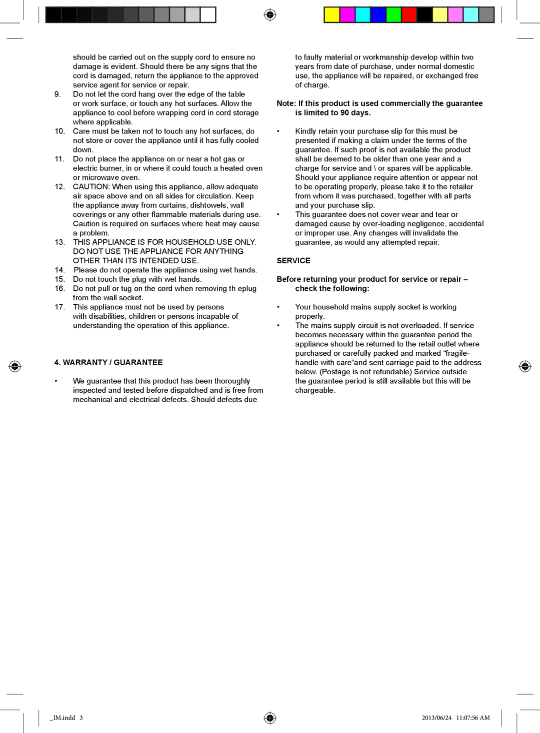 Mellerware 25210C manual Warranty / Guarantee, Service 