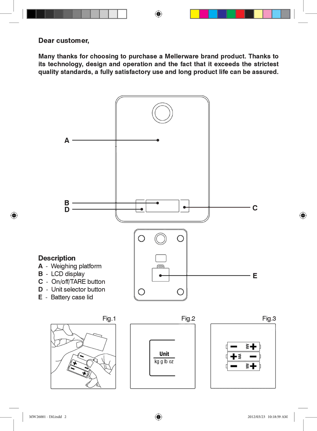 Mellerware 26001 specifications Dear customer 