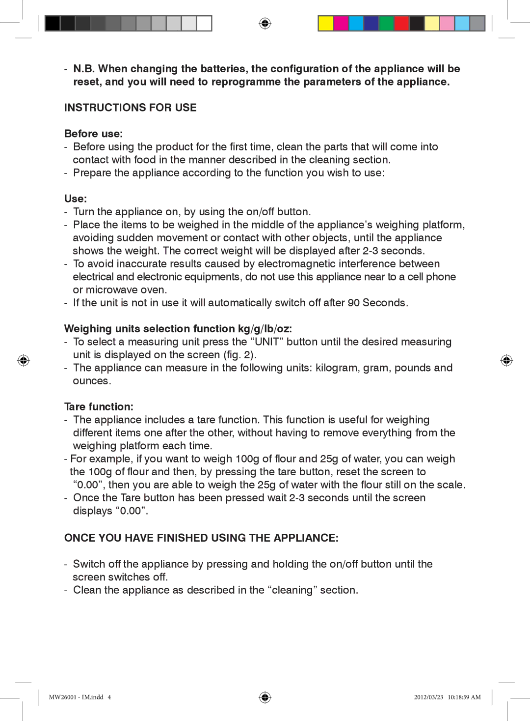 Mellerware 26001 specifications Instructions for USE, Once YOU have Finished Using the Appliance 