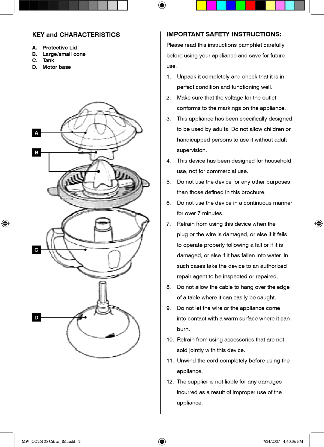 Mellerware 26105 manual Important Safety Instructions 