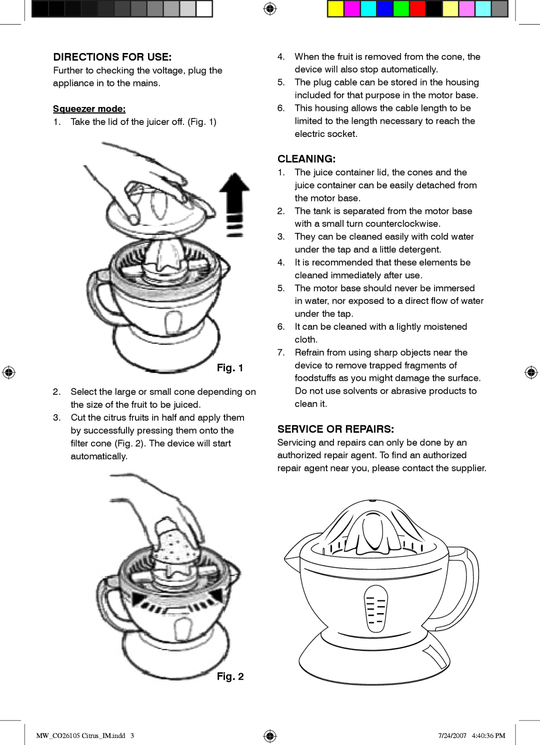 Mellerware 26105 manual Directions for USE, Cleaning, Service or Repairs 