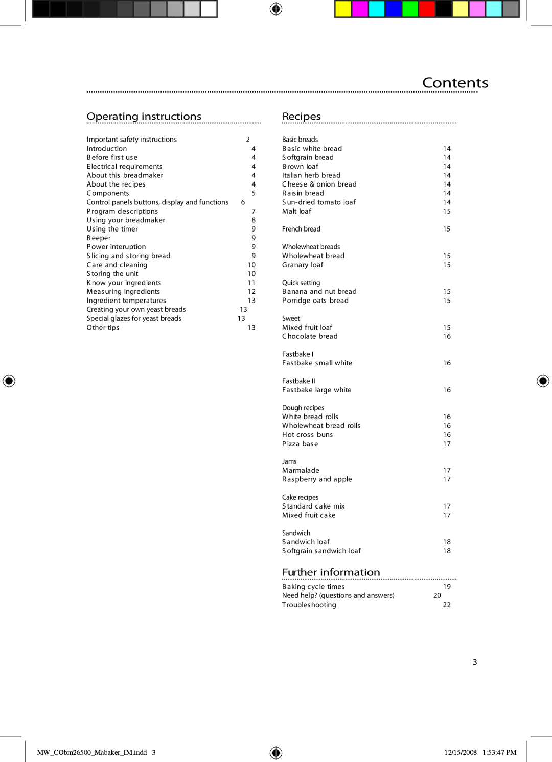 Mellerware 26500 manual Contents 