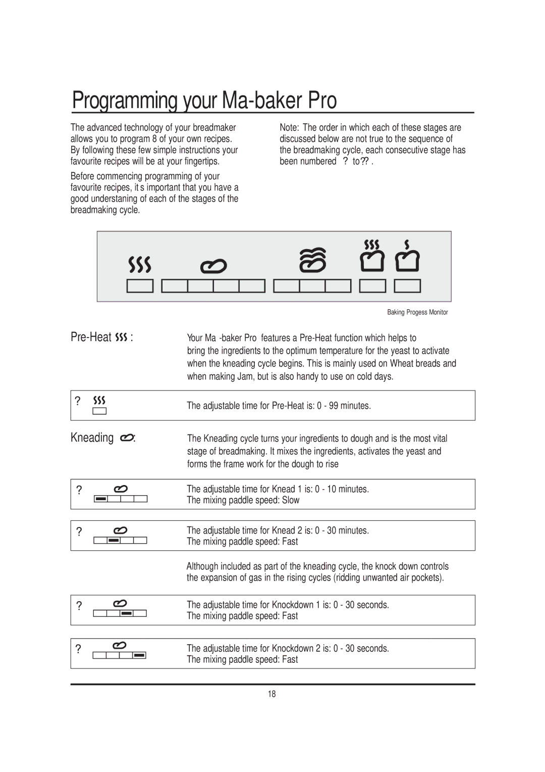 Mellerware 26550550W manual Programming your Ma-baker Pro, Pre-Heat 