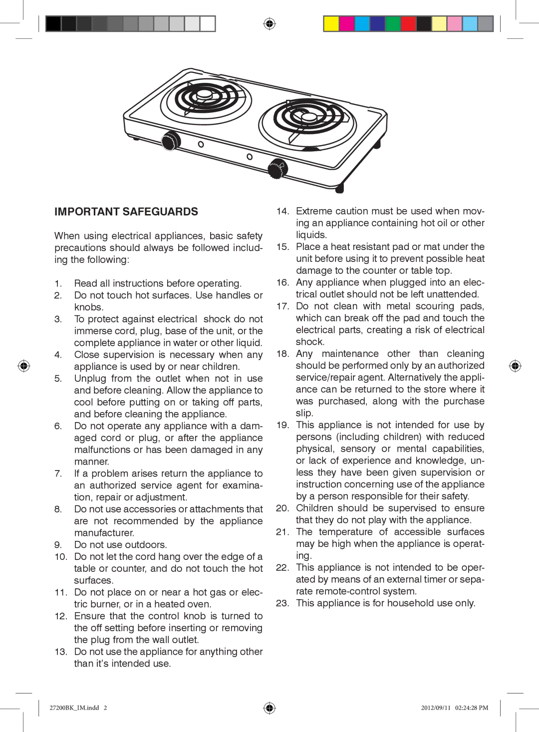 Mellerware 27200BK manual Important Safeguards 