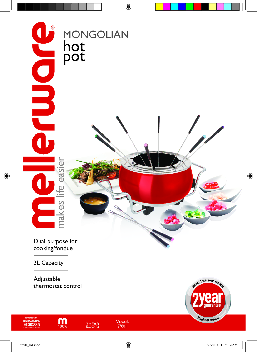 Mellerware 1300W, 27601 manual Hot pot 