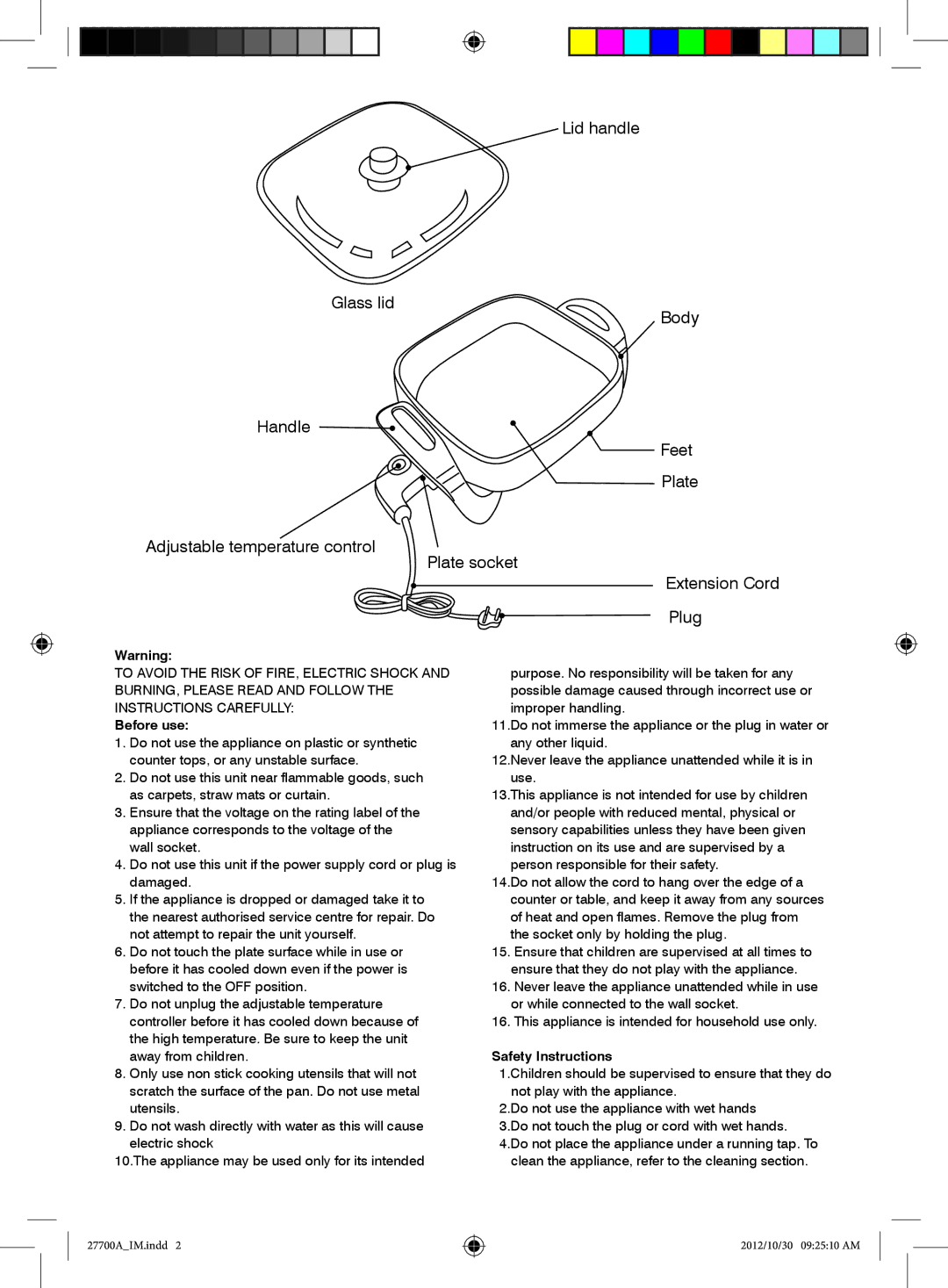 Mellerware 27700A manual Before use 