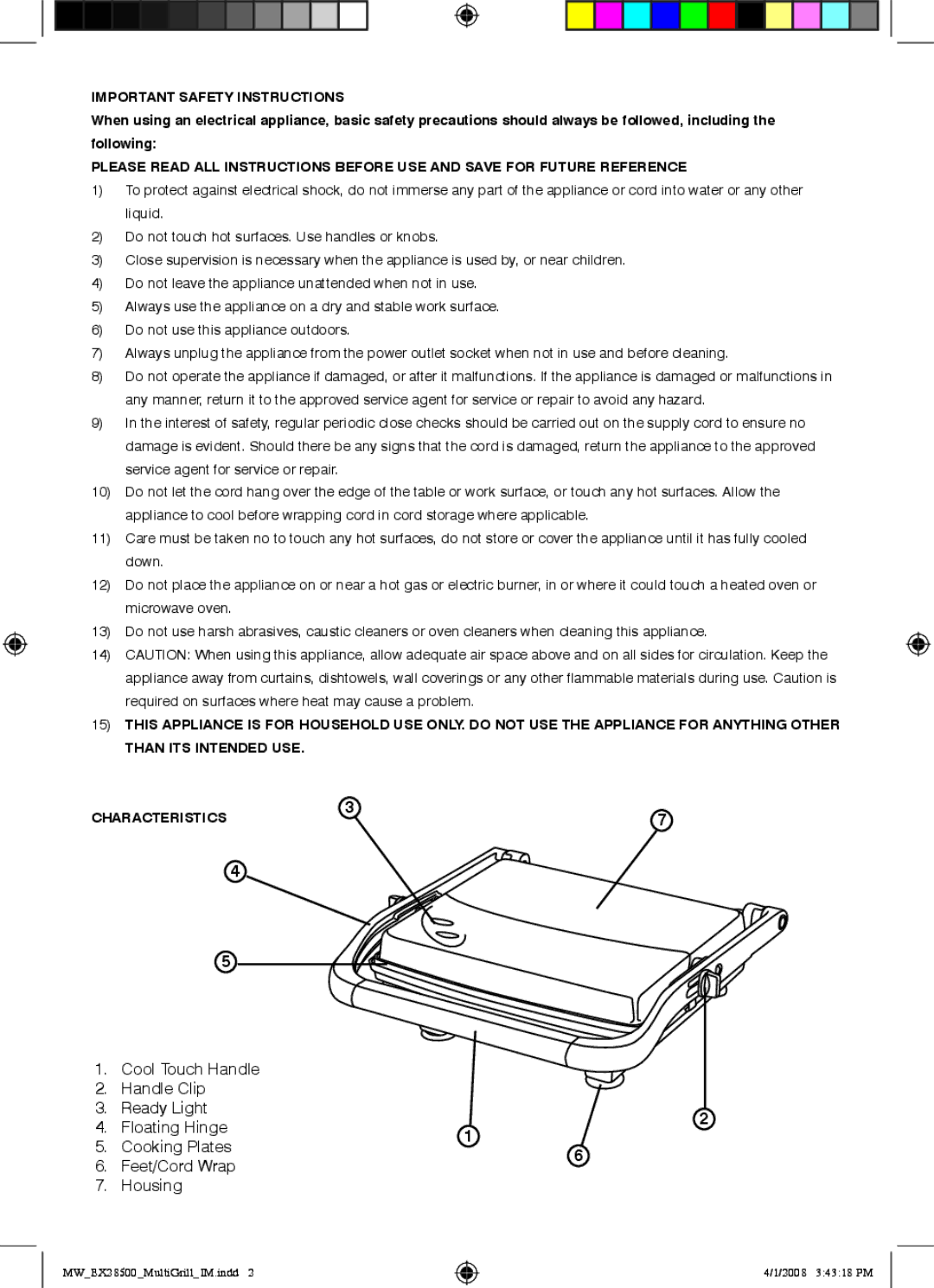 Mellerware 28500 manual Important Safety Instructions 