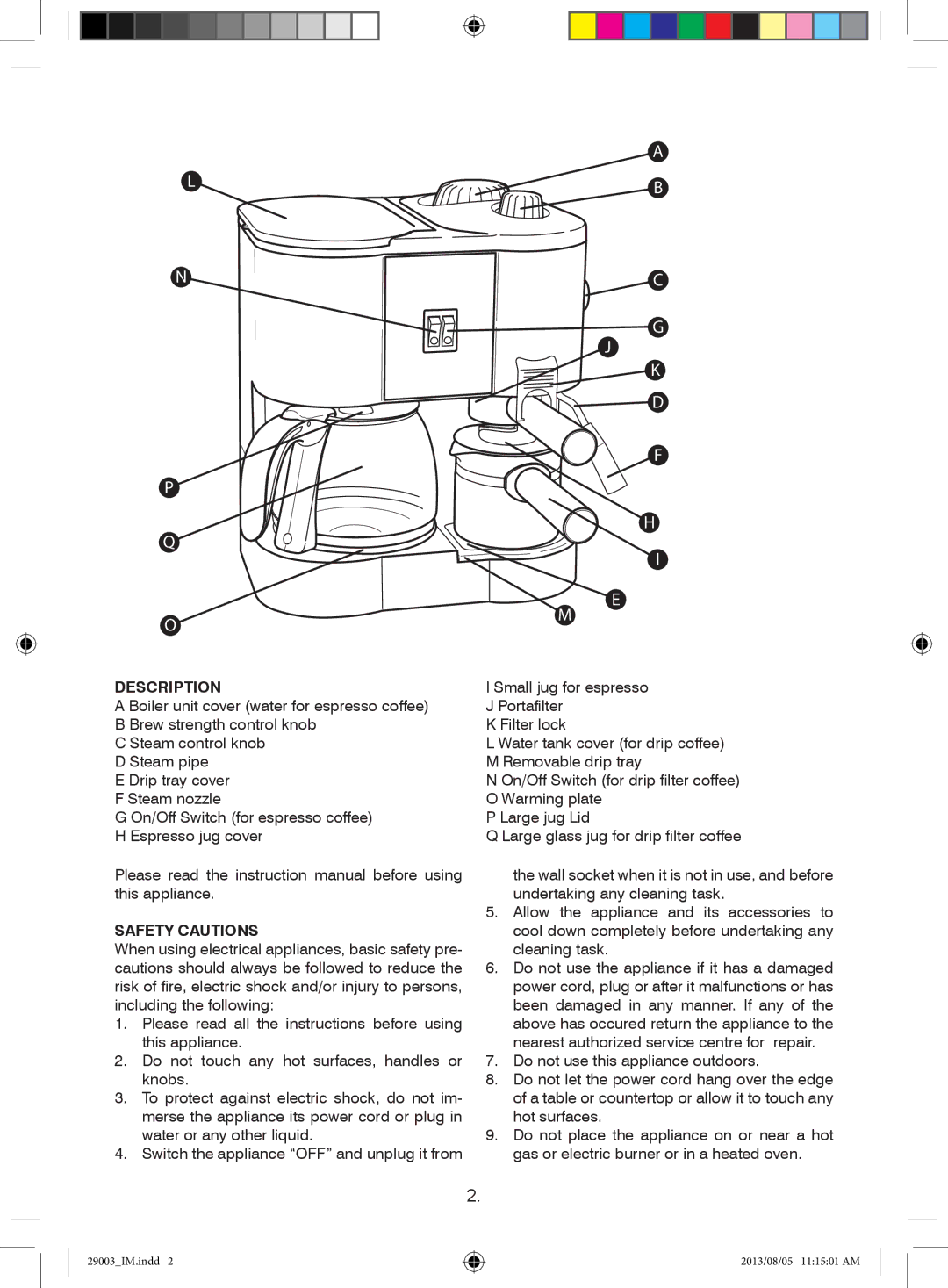 Mellerware 29003 specifications Description, Safety Cautions 