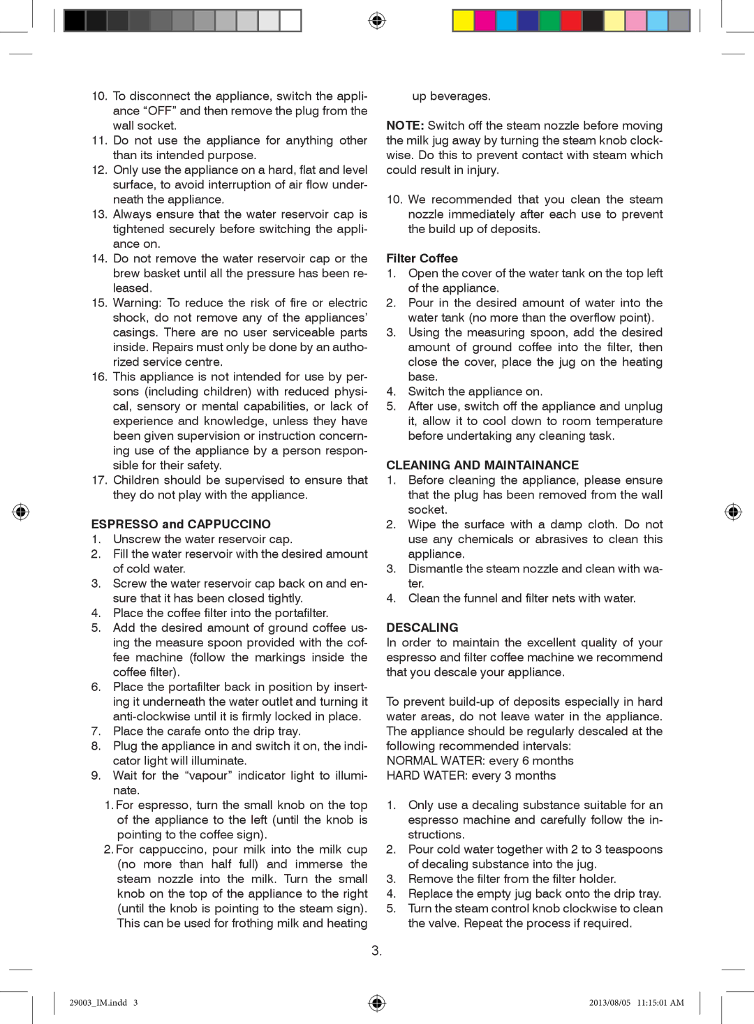 Mellerware 29003 specifications Cleaning and Maintainance, Descaling 