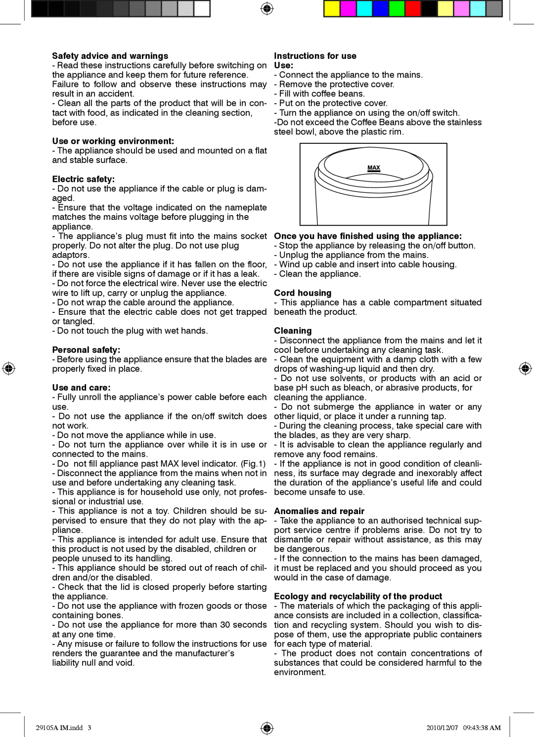 Mellerware 29105A specifications Safety advice and warnings 