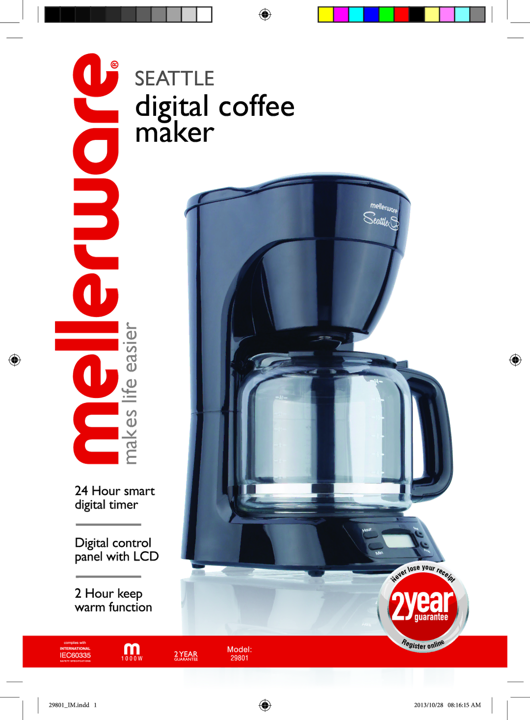 Mellerware 29801 manual Digital coffee maker, Rec ei p t 