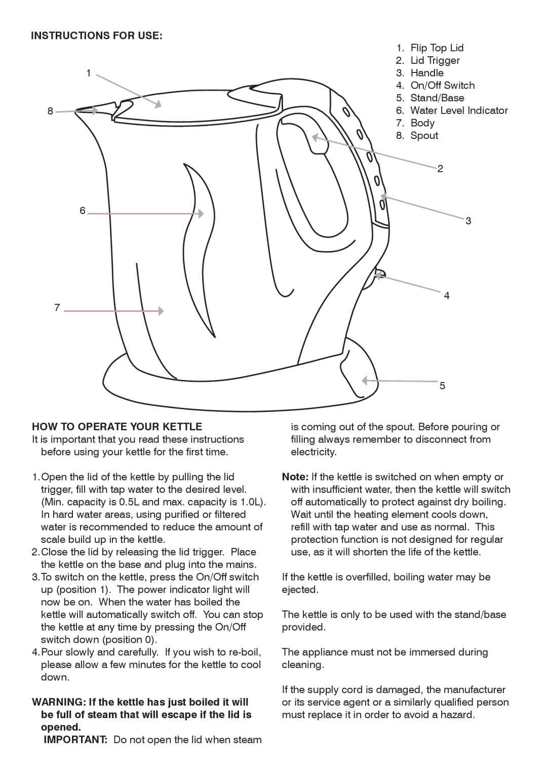 Mellerware 3 3 0 0 1, 3 3 0 0 0 manual Instructions for USE, HOW to Operate Your Kettle 