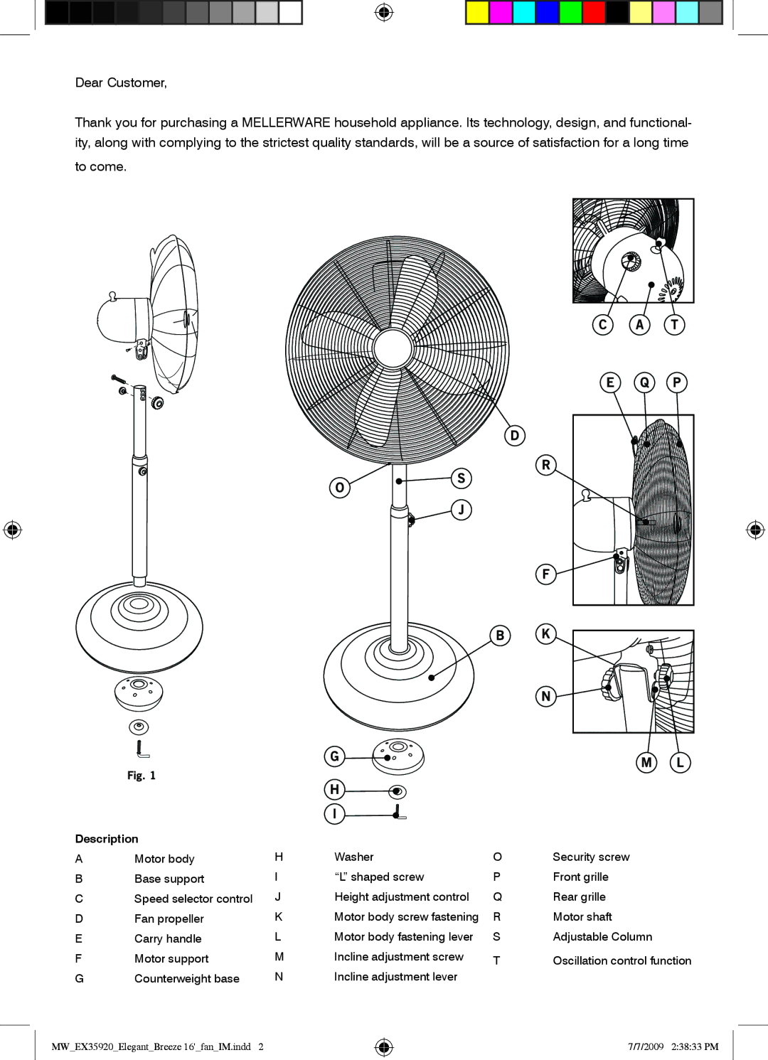 Mellerware 35920 specifications Dear Customer 