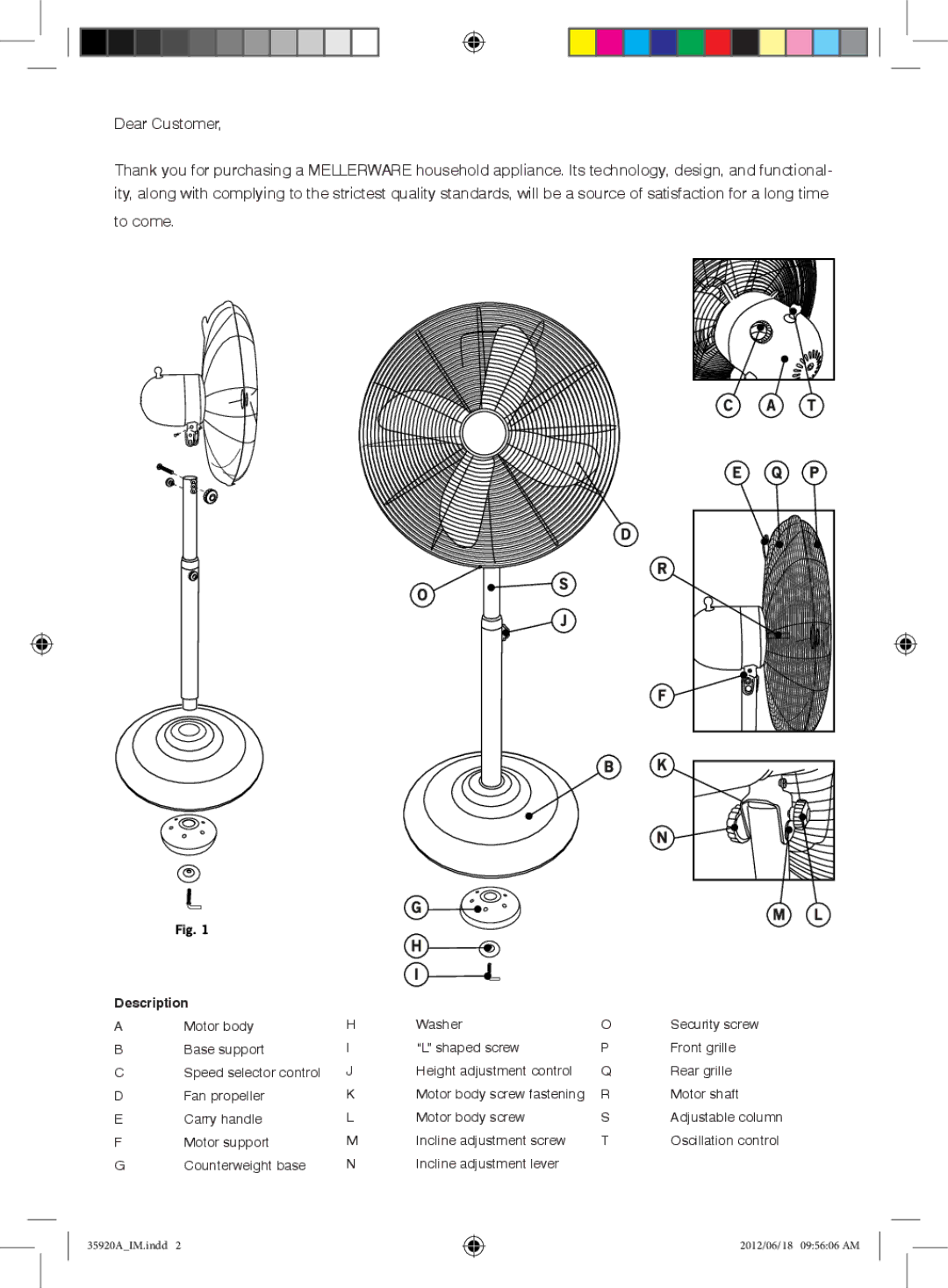 Mellerware 35920A specifications Dear Customer 